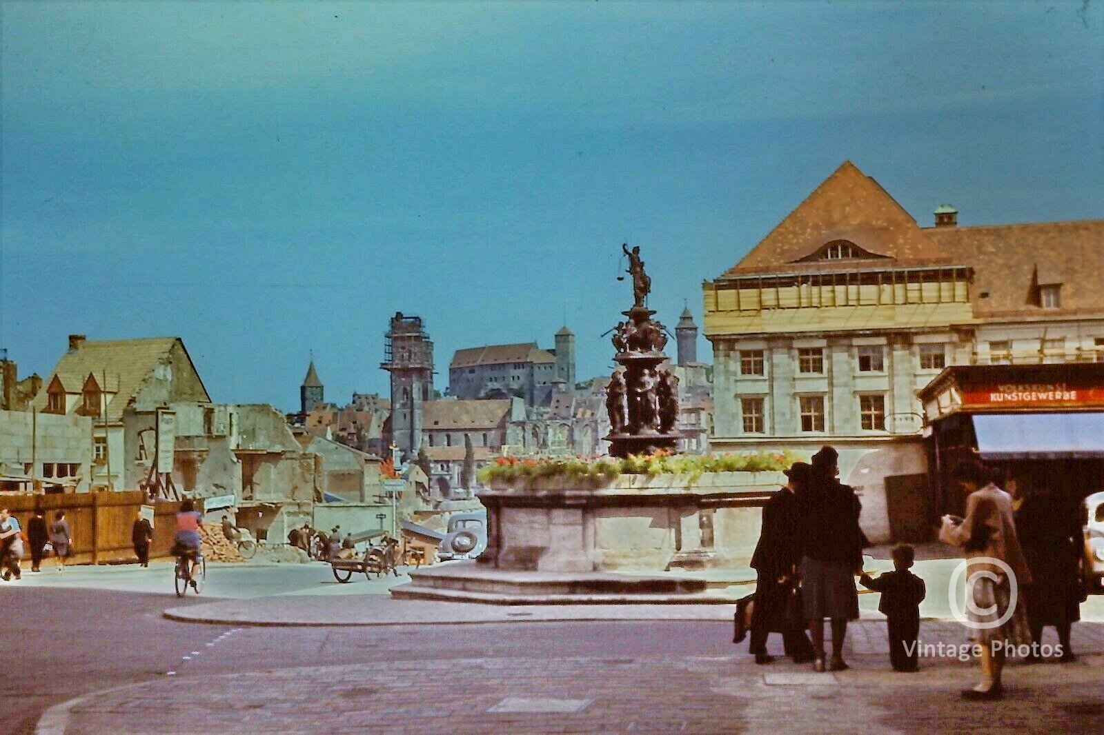 1950s Bombing Ruins - Busy German Street